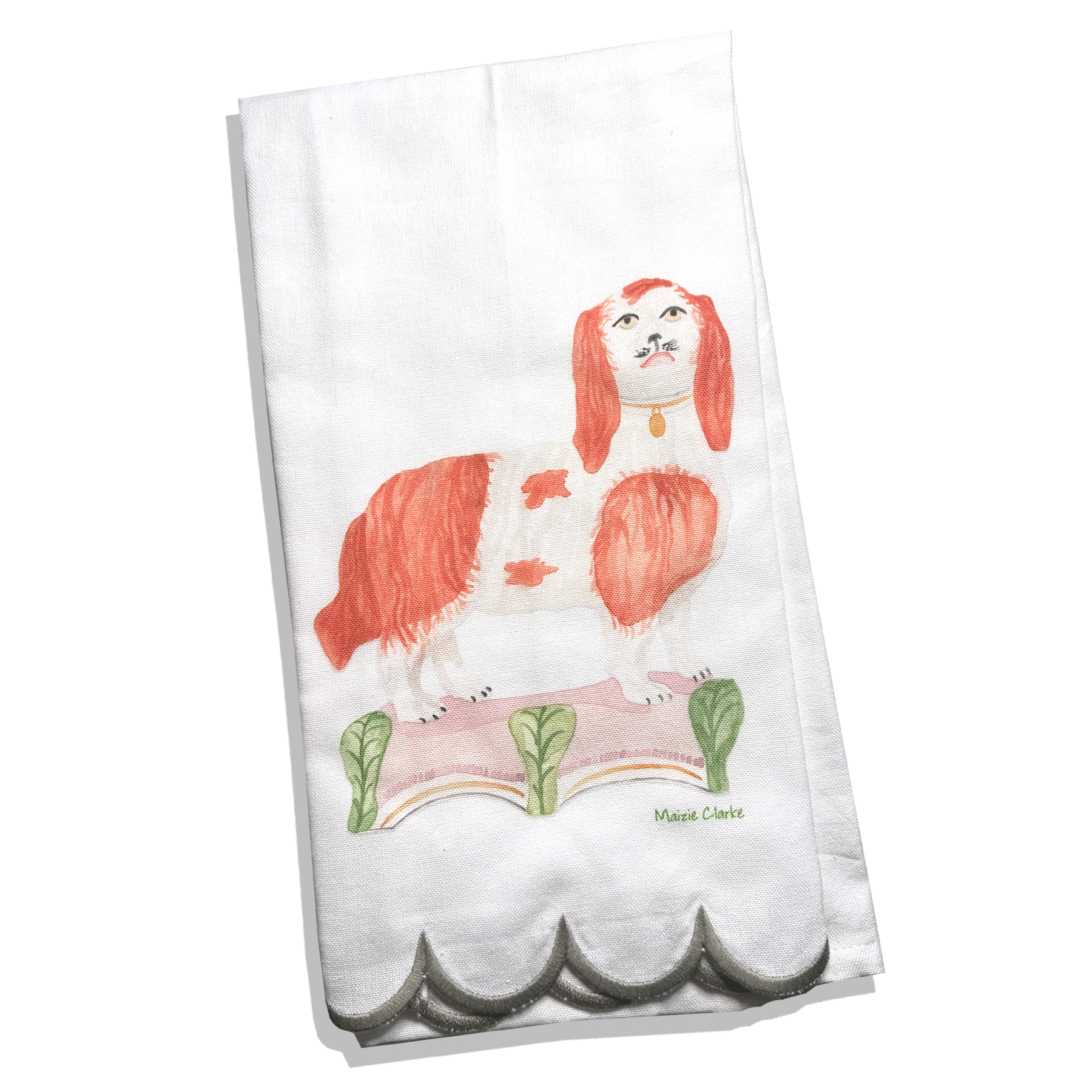 Staffordshire Dog Scalloped Tea Towel