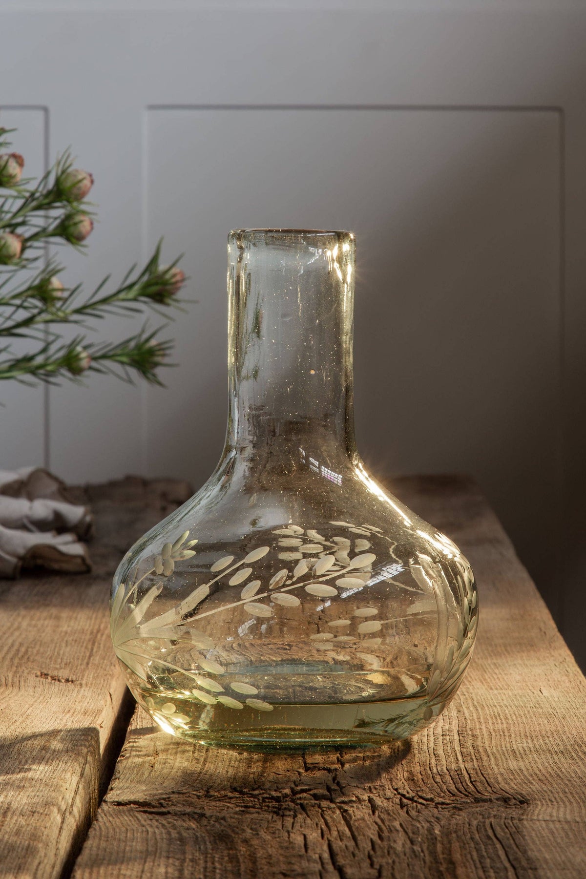 Hand-etched Blown Carafe Set