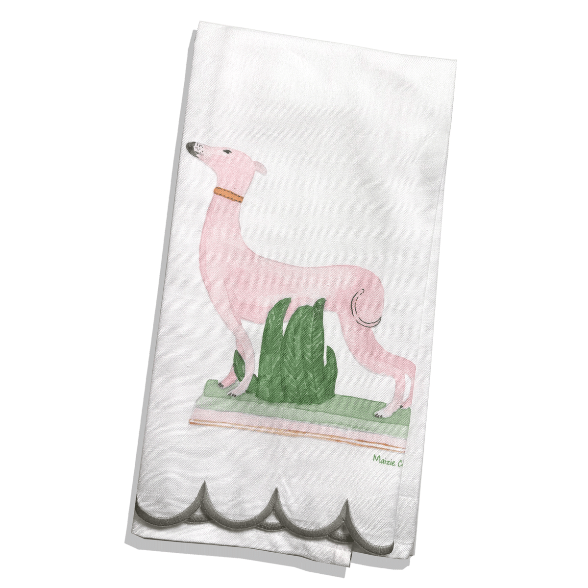 Staffordshire Dog Scalloped Tea Towel