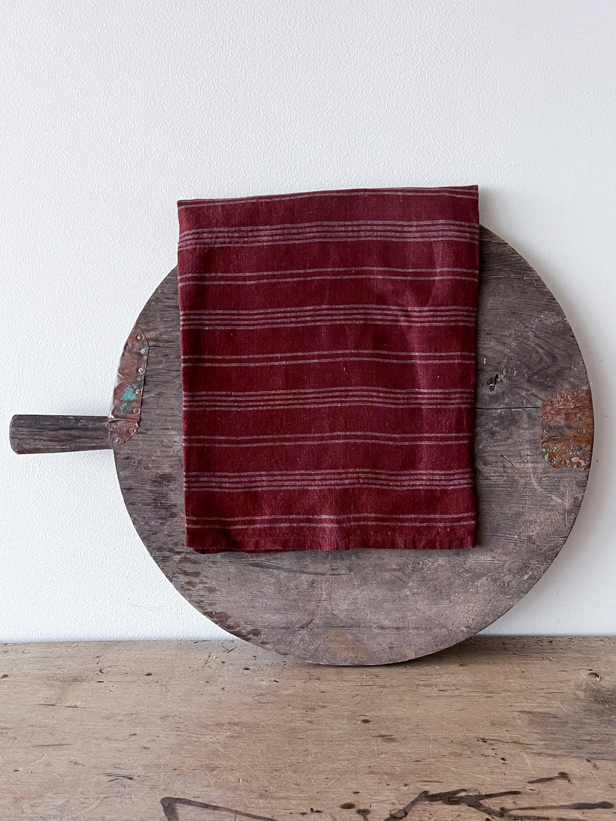 Bordeaux Wide Stripe Linen Tea Towel