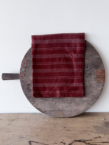 Bordeaux Wide Stripe Linen Tea Towel