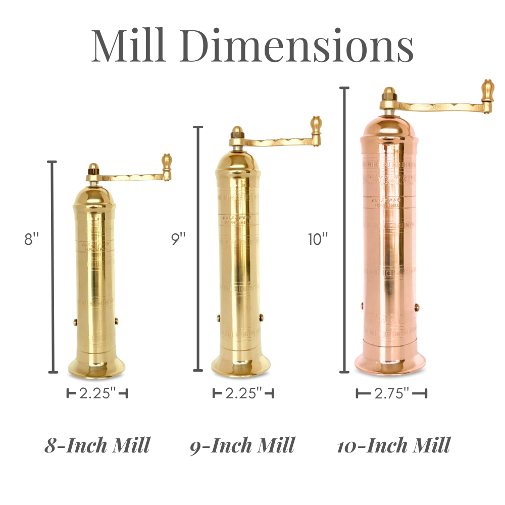 Brass Pepper Mill - 10"