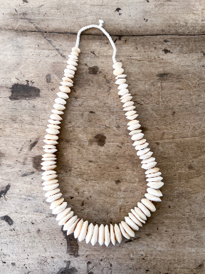 African White Disc Bone Bead
