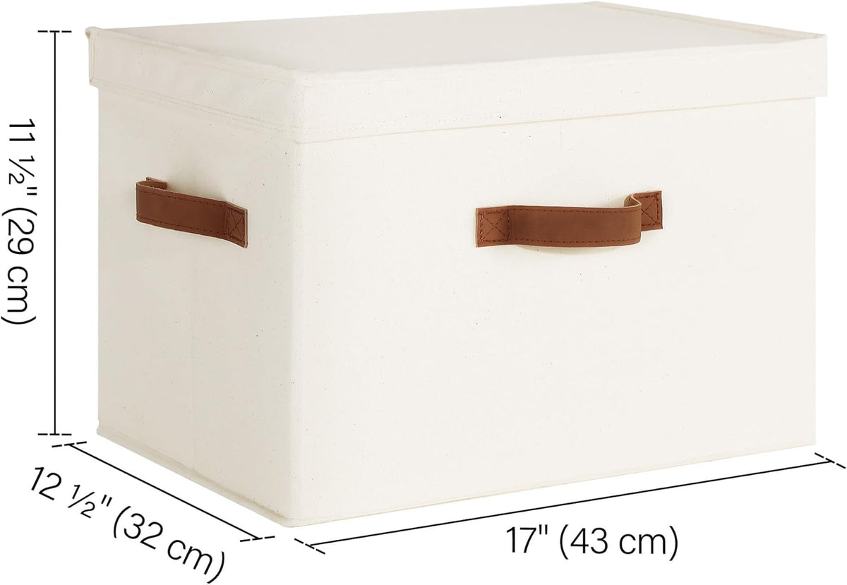 Fabric Storage Bins with Flip-Top Lids, Set of 2