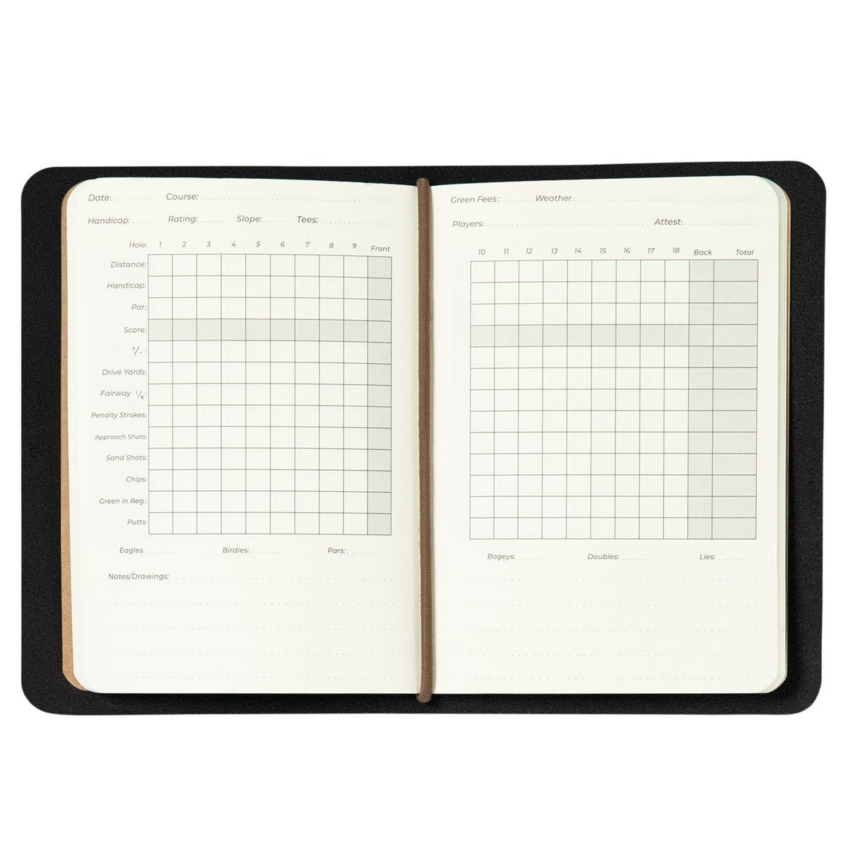 Refillable Golf Log Book Full Grain Leather 