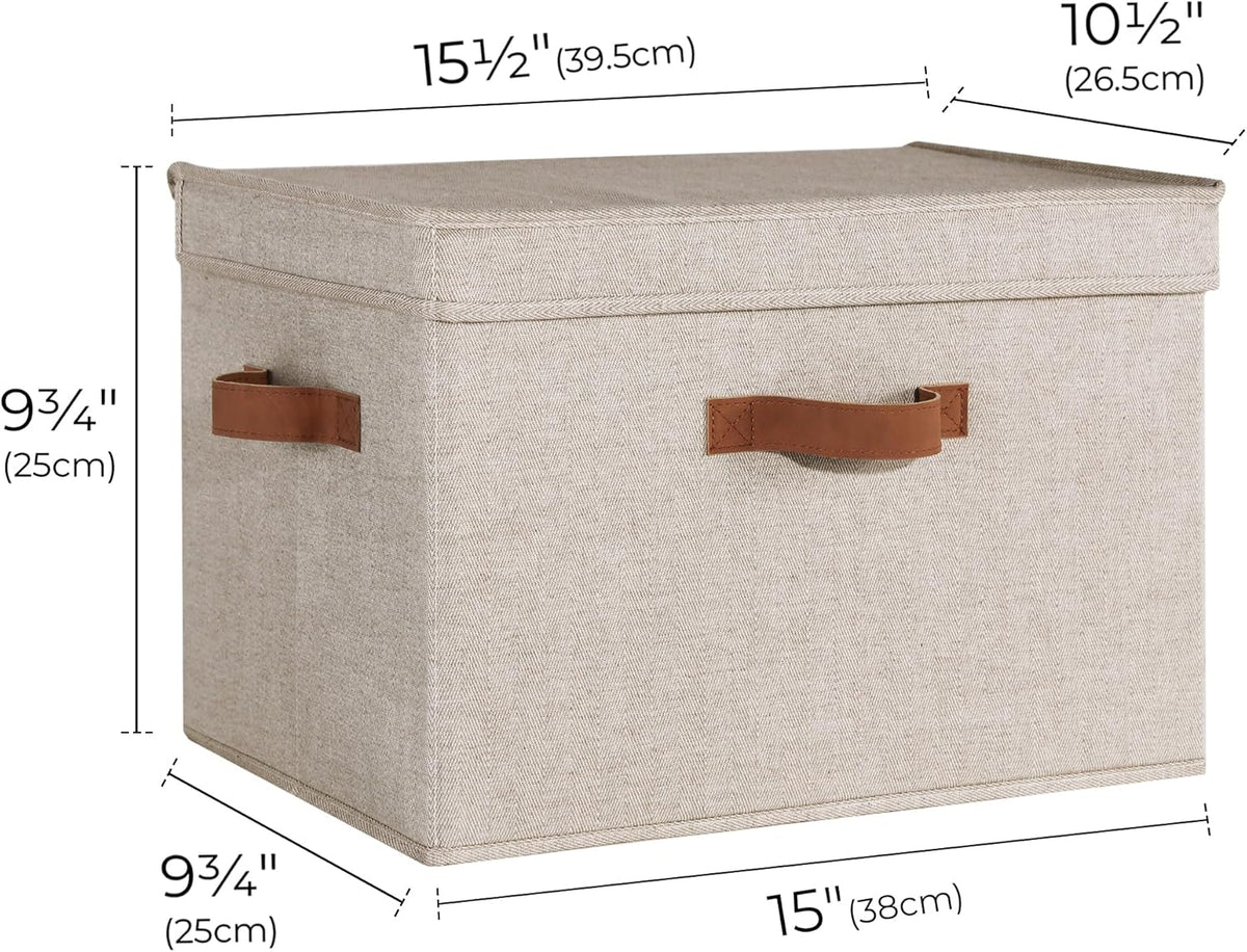 Fabric Storage Bins with Flip-Top Lids, Set of 2