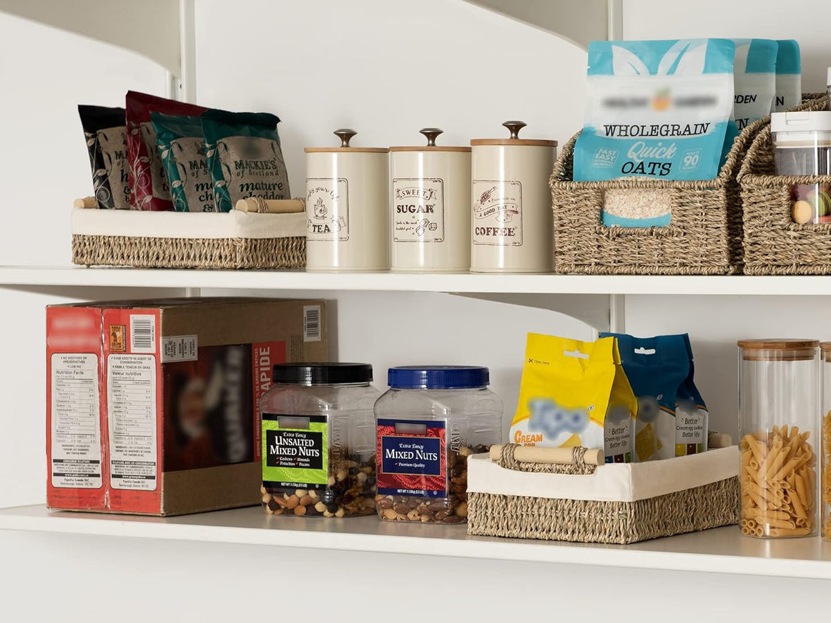 Small Seagrass Baskets for Organizing with Cotton Liner