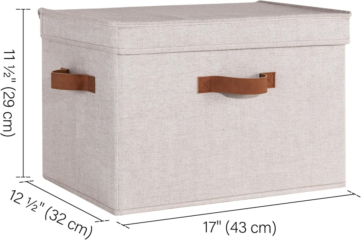 Fabric Storage Bins with Flip-Top Lids, Set of 2