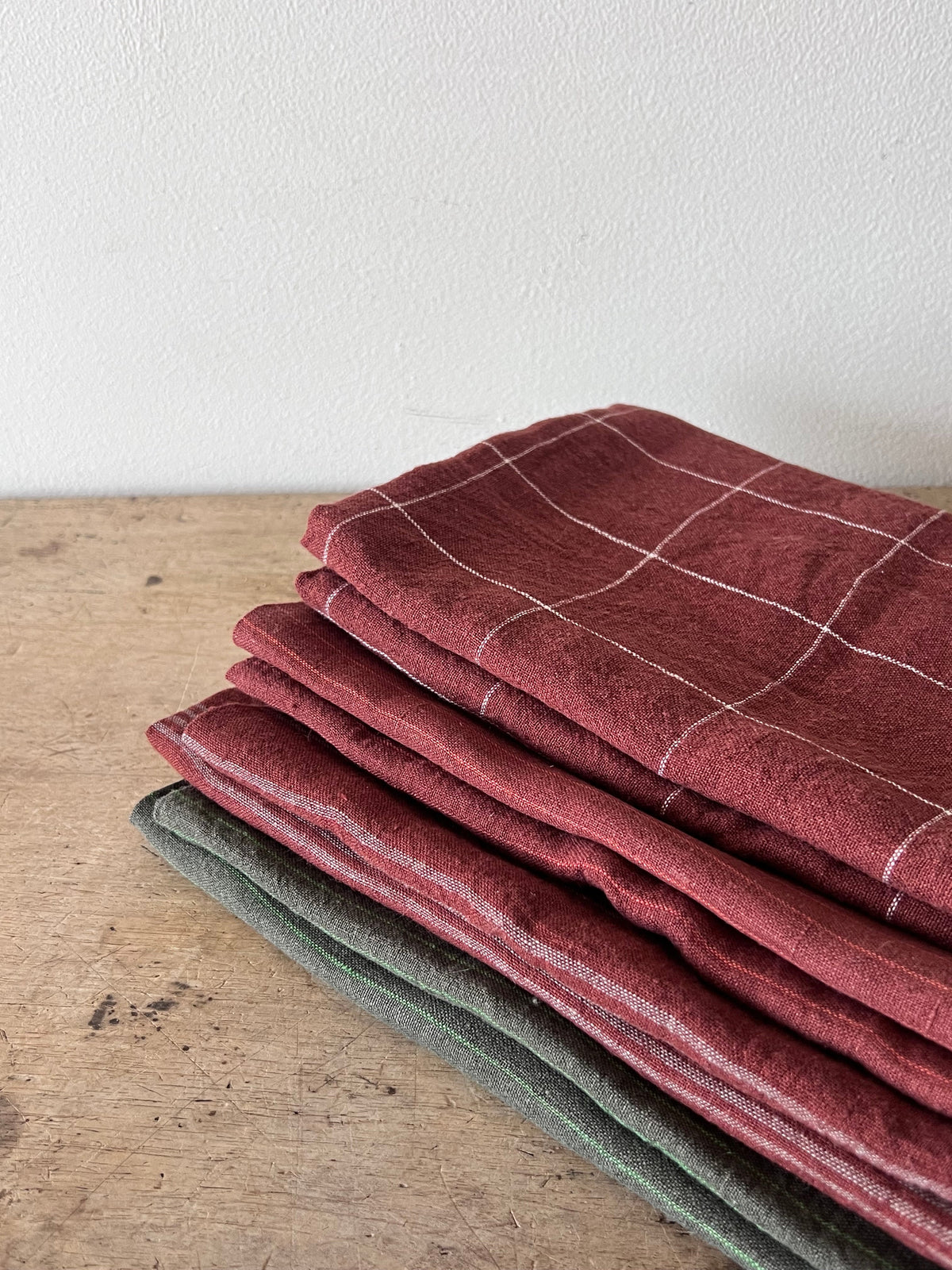 Bordeaux Wide Stripe Linen Tea Towel