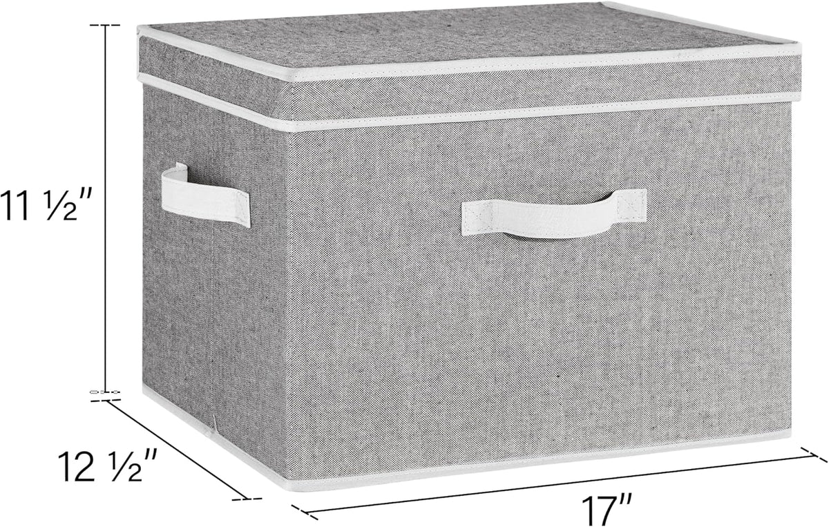 Fabric Storage Bins with Flip-Top Lids, Set of 2