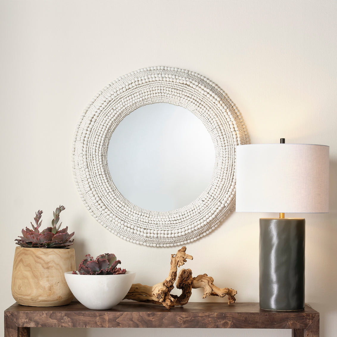 Strand Wood Bead Mirror