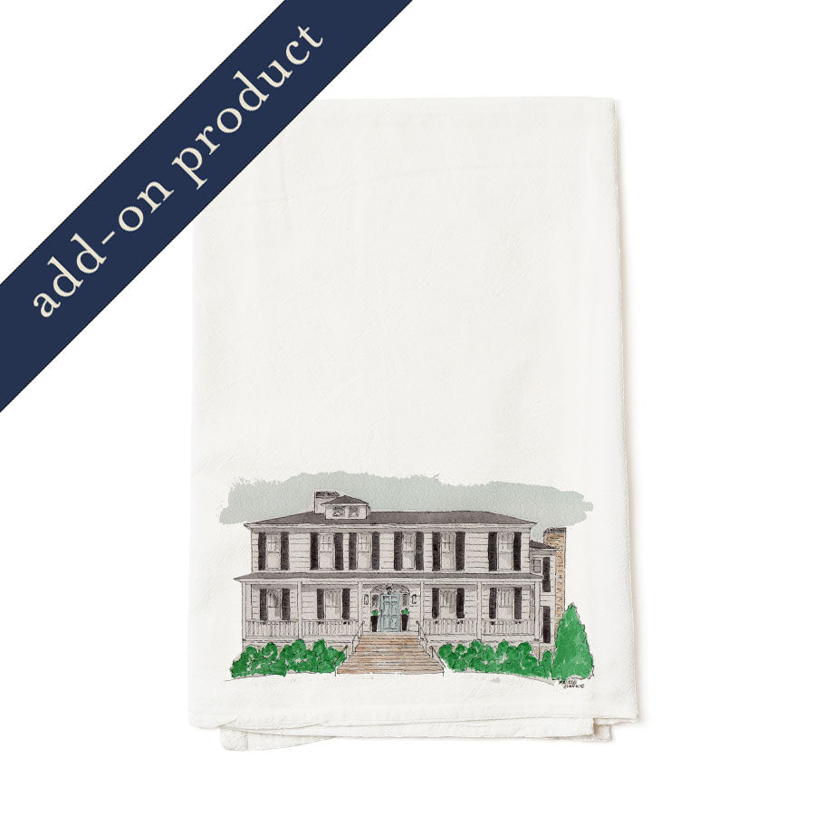 Classic Watercolor House Portrait Tea Towel