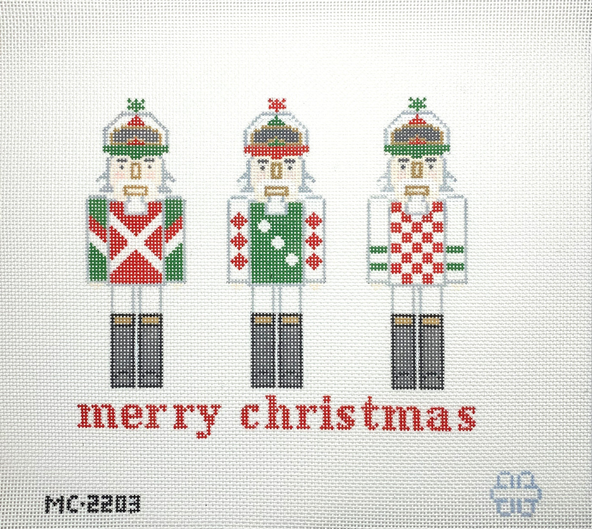 3 Jockey Nutcracker Needlepoint Christmas Pillow
