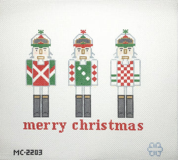 3 Jockey Nutcracker Needlepoint Christmas Pillow