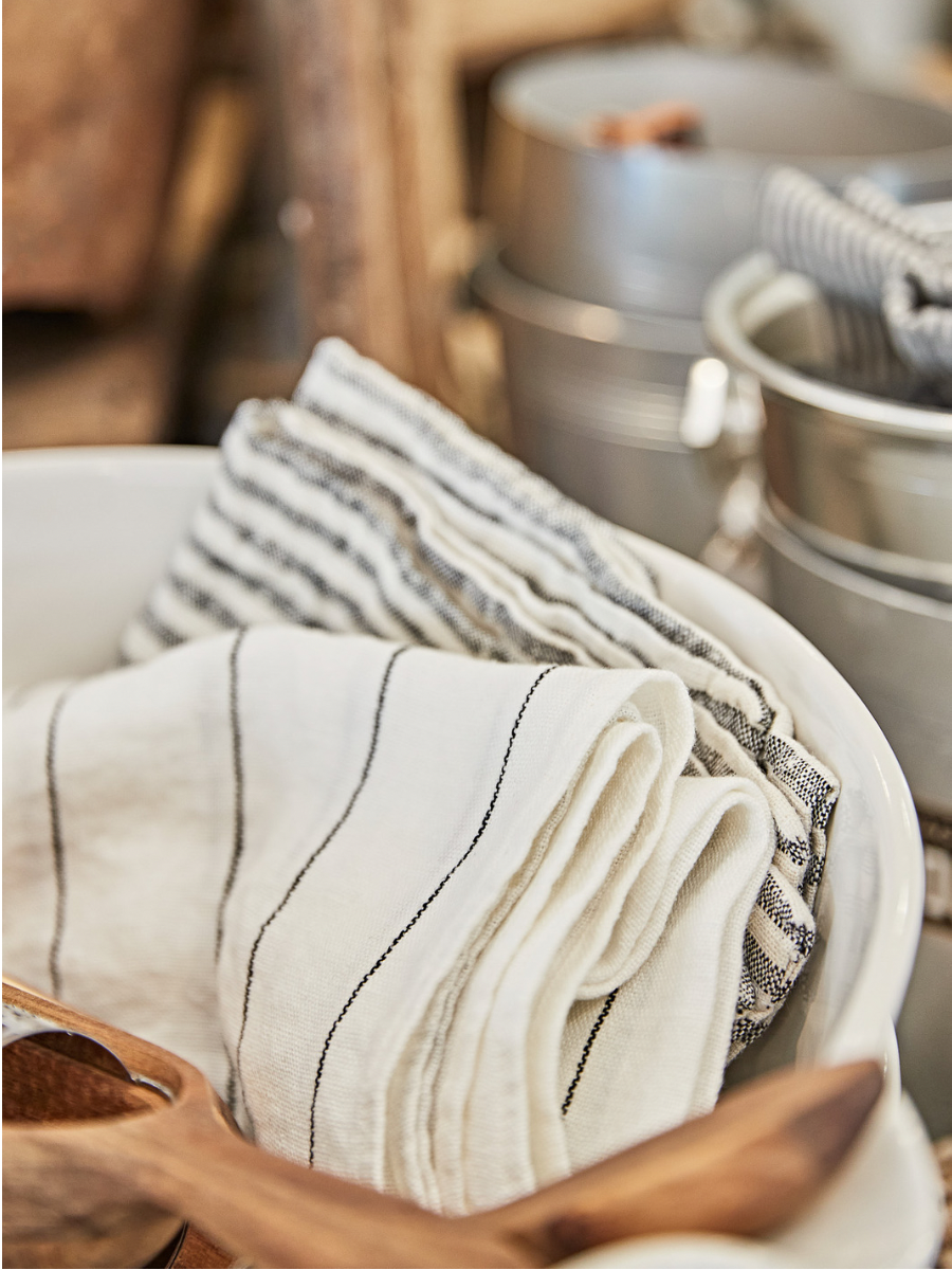 Bande Striped Hand Towel - White