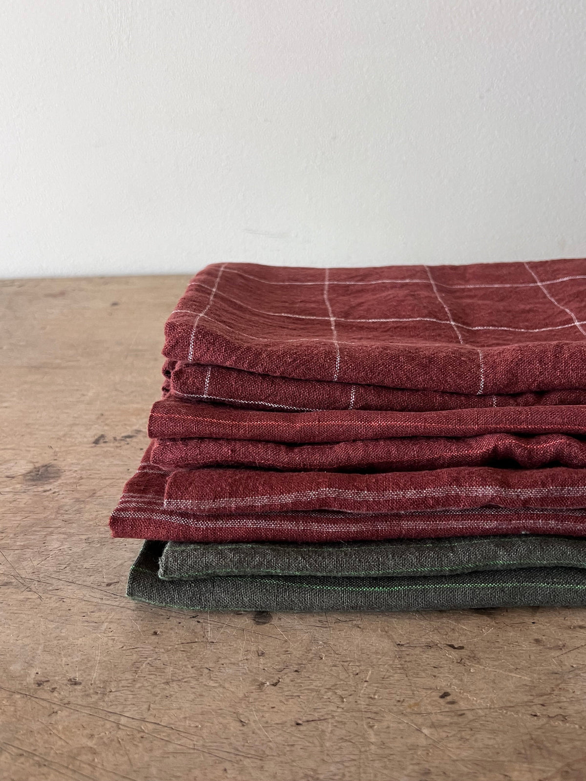 Bordeaux Wide Stripe Linen Tea Towel