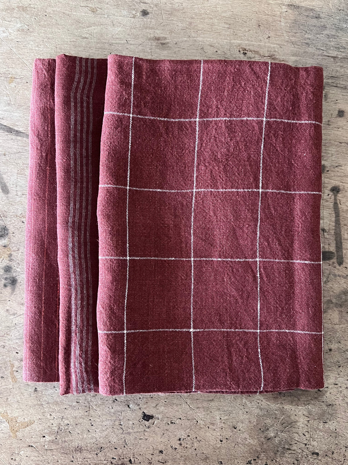 Bordeaux Wide Stripe Linen Tea Towel
