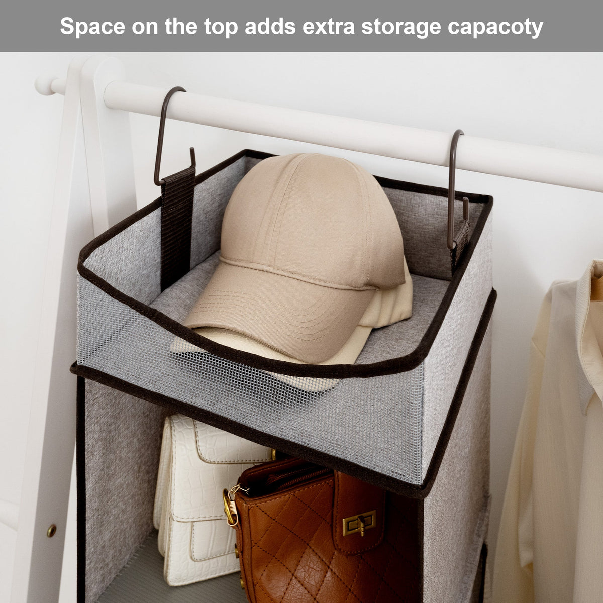 3-Shelf Hanging Closet Organizer with Top Shelf