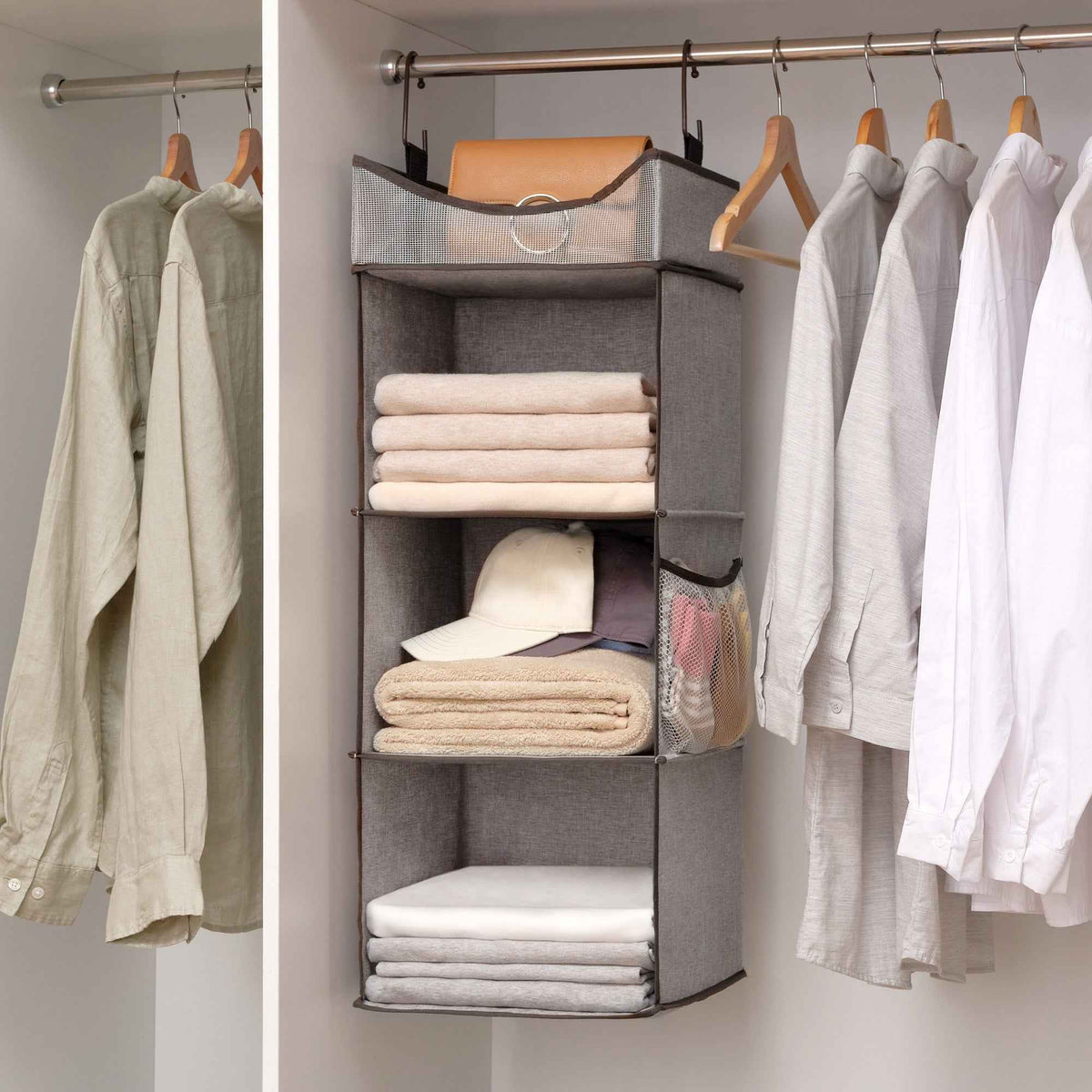 3-Shelf Hanging Closet Organizer with Top Shelf