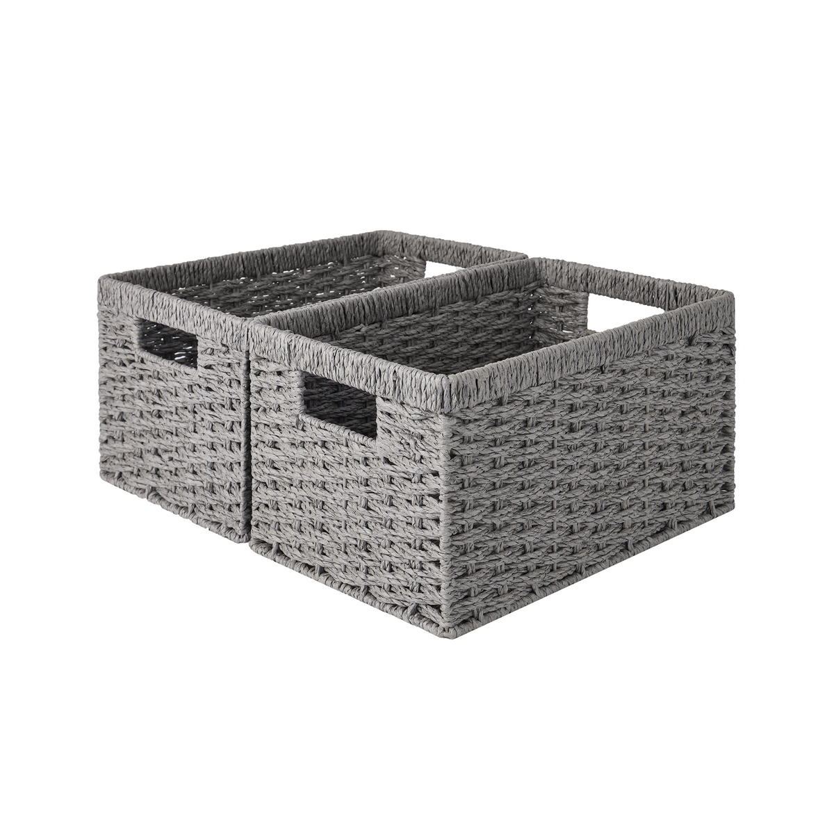Rectangular Woven Paper Rope Basket, 2 Pack
