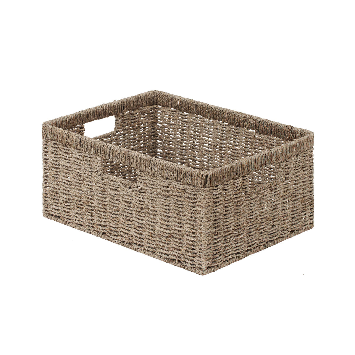 Large Rectangular Seagrass Basket with Built-In Handles