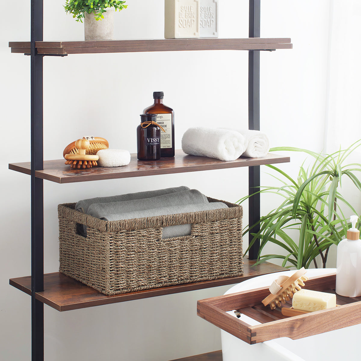 Large Rectangular Seagrass Basket with Built-In Handles
