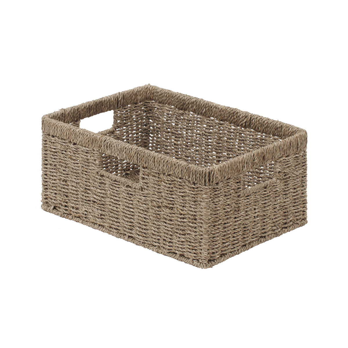 Large Rectangular Seagrass Basket with Built-In Handles