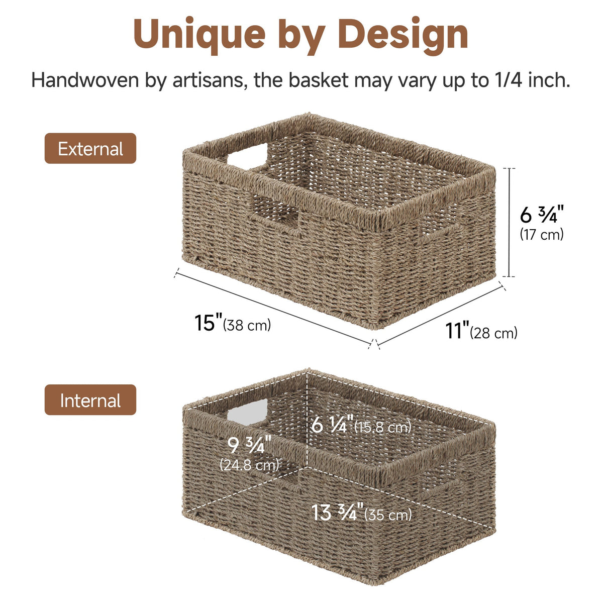 Large Rectangular Seagrass Basket with Built-In Handles