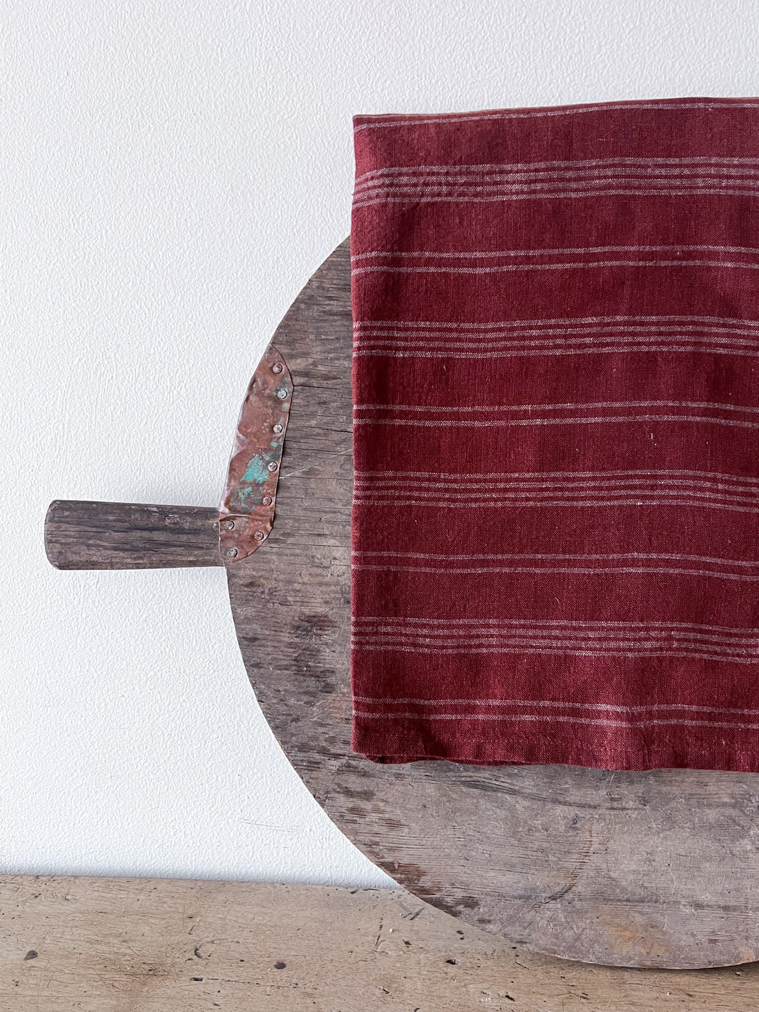 Bordeaux Wide Stripe Linen Tea Towel