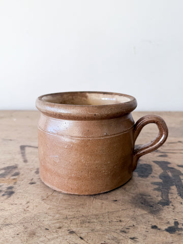 Vintage French Stoneware Small Handled Crock