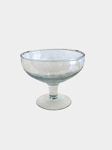 Handcrafted Footed Compote Pebbled  Glass