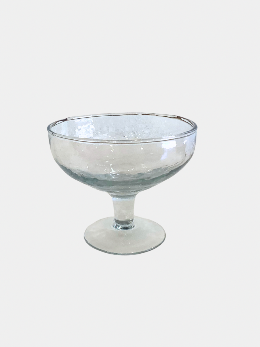 Handcrafted Footed Compote Pebbled  Glass