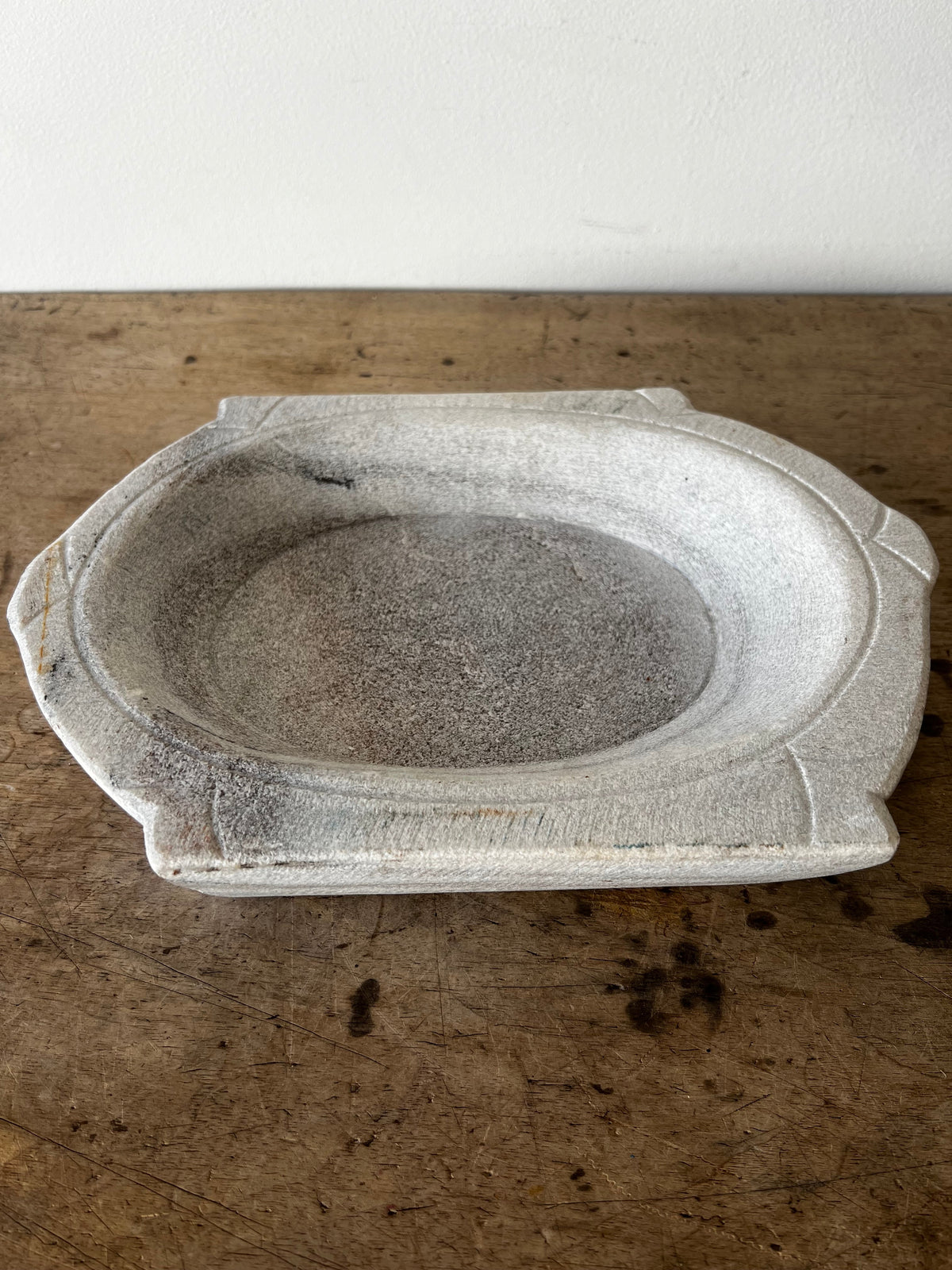 Oversized Marble Rectangular Carved Plate