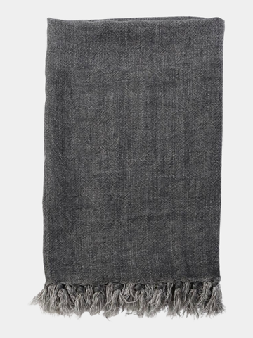 Montauk Linen Throw -Charcoal
