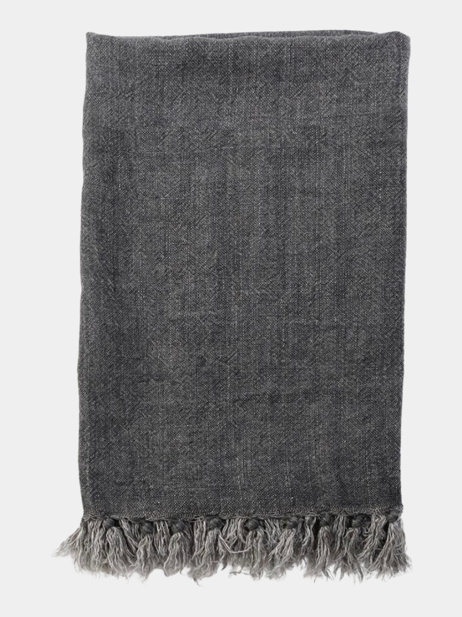 Montauk Linen Throw -Charcoal
