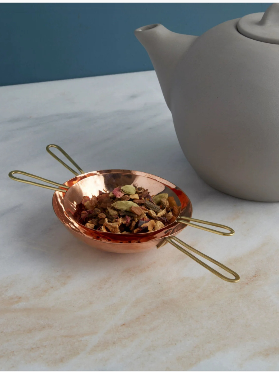Copper and Brass Double Tea Strainer