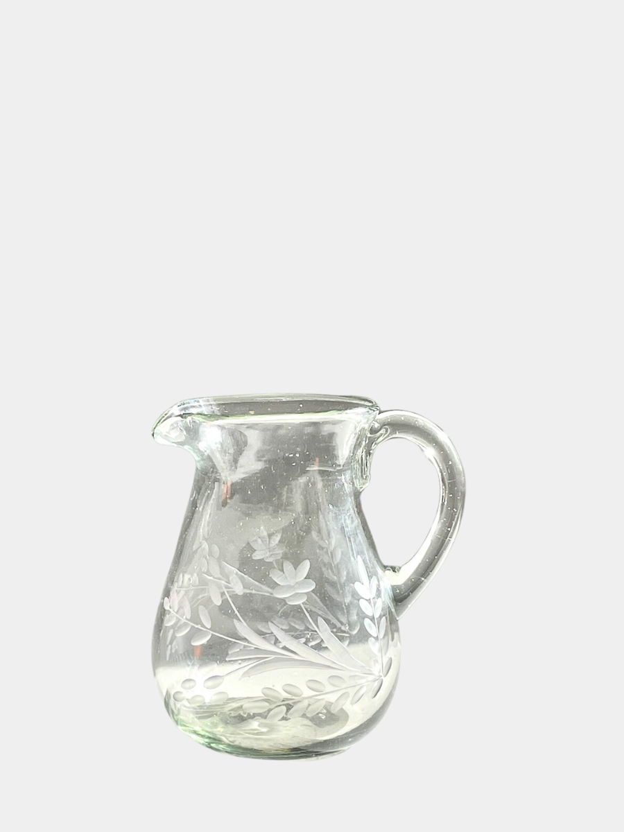 Hand-etched Blown Petite Pitcher