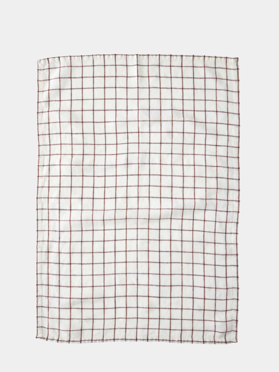 Wine Grid Linen Tea Towel