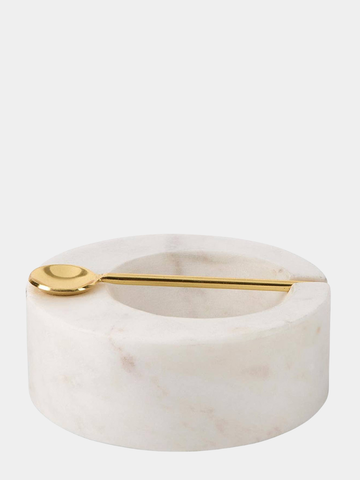 White Marble Pinch Pot with Spoon