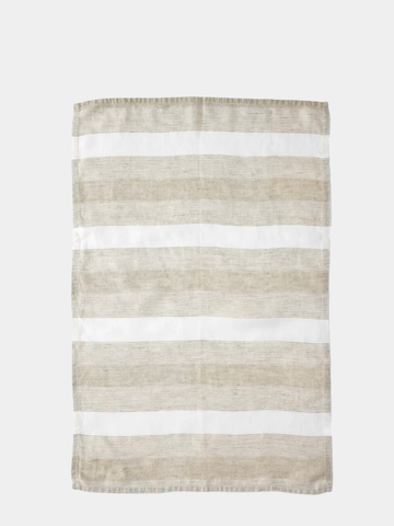 Sage Double Wide Stripe Linen Tea Towel