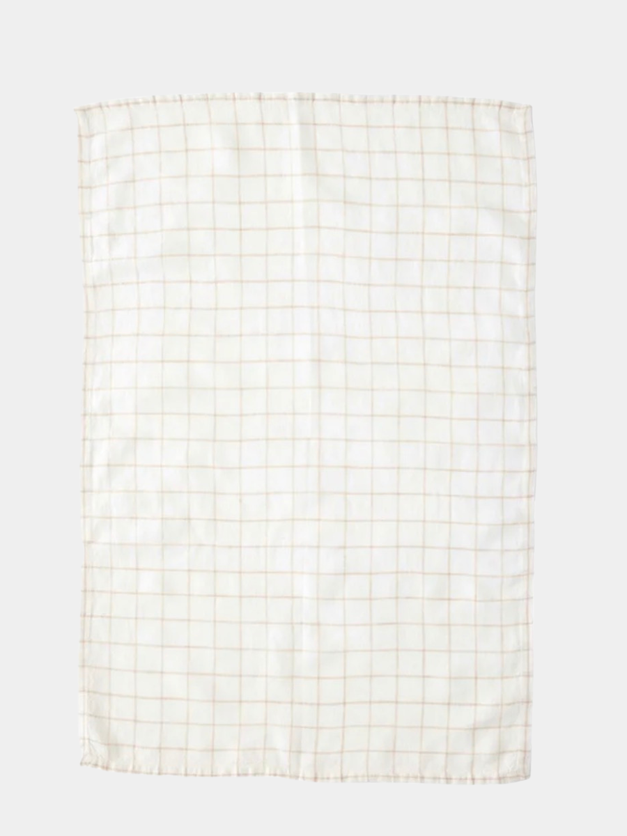 Dune Grid Linen Tea Towel