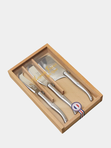 Laguiole 3 Piece Stainless Steel Cheese Set in Wood Box