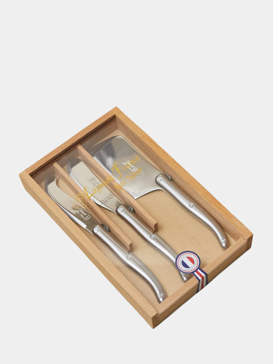 Laguiole 3 Piece Stainless Steel Cheese Set in Wood Box
