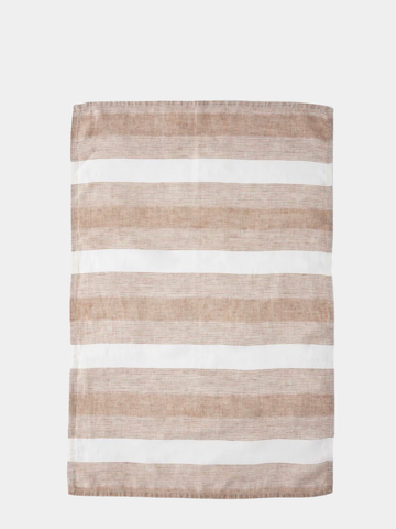 Clay Double Wide Stripe Linen Tea Towel