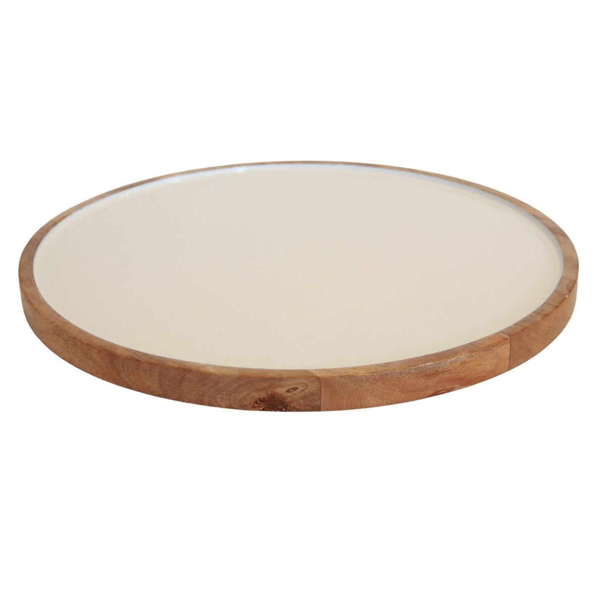Indy Home Wood & Enamel Round Tray