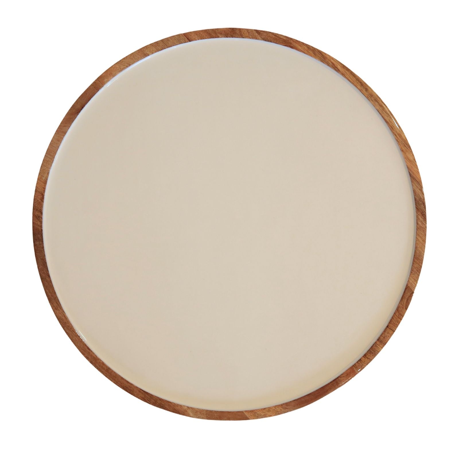 Indy Home Wood & Enamel Round Tray