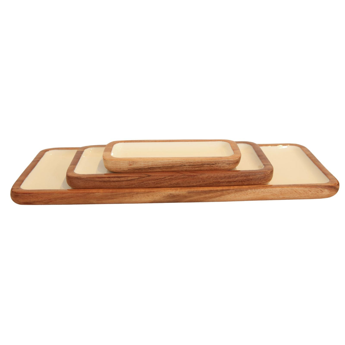 Indy Home Acacia & Enamel Tray Set