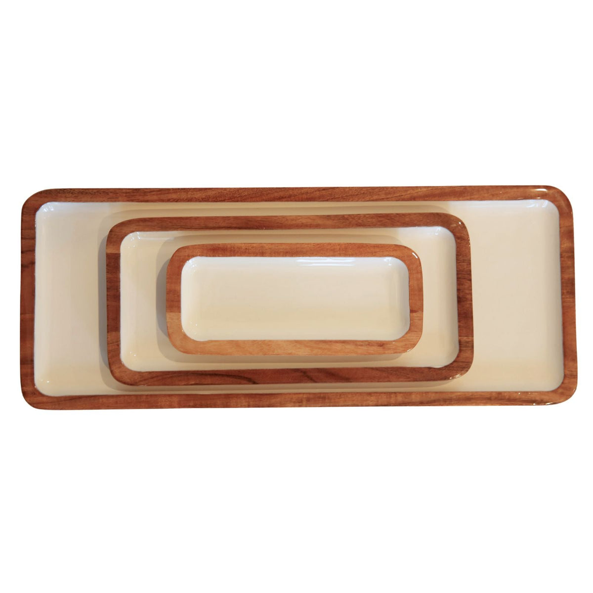 Indy Home Acacia & Enamel Tray Set