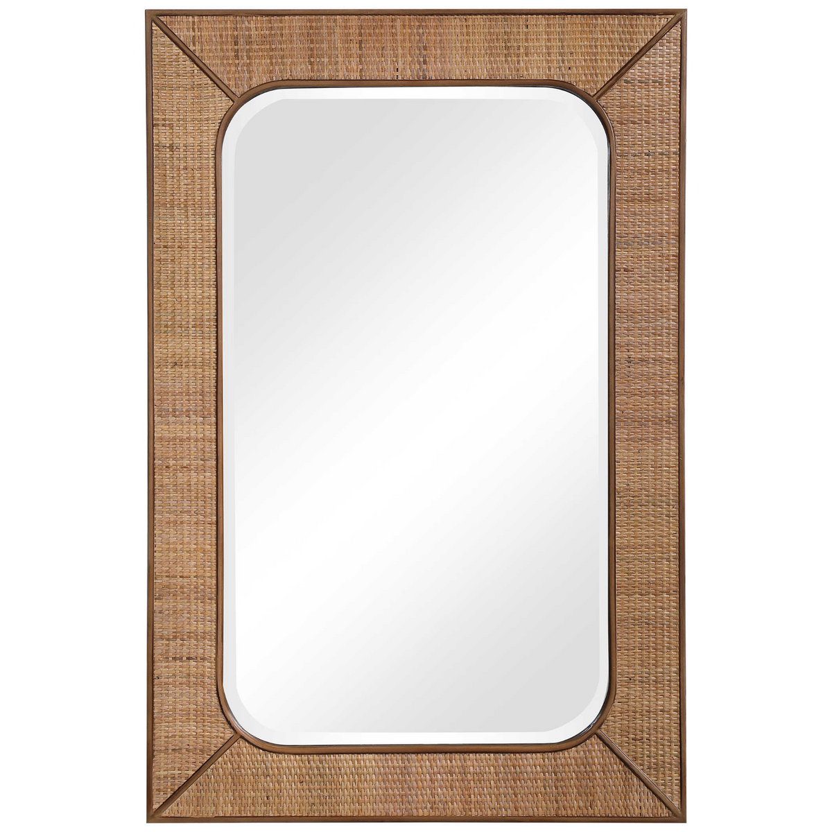 Teak and Cane Mirror