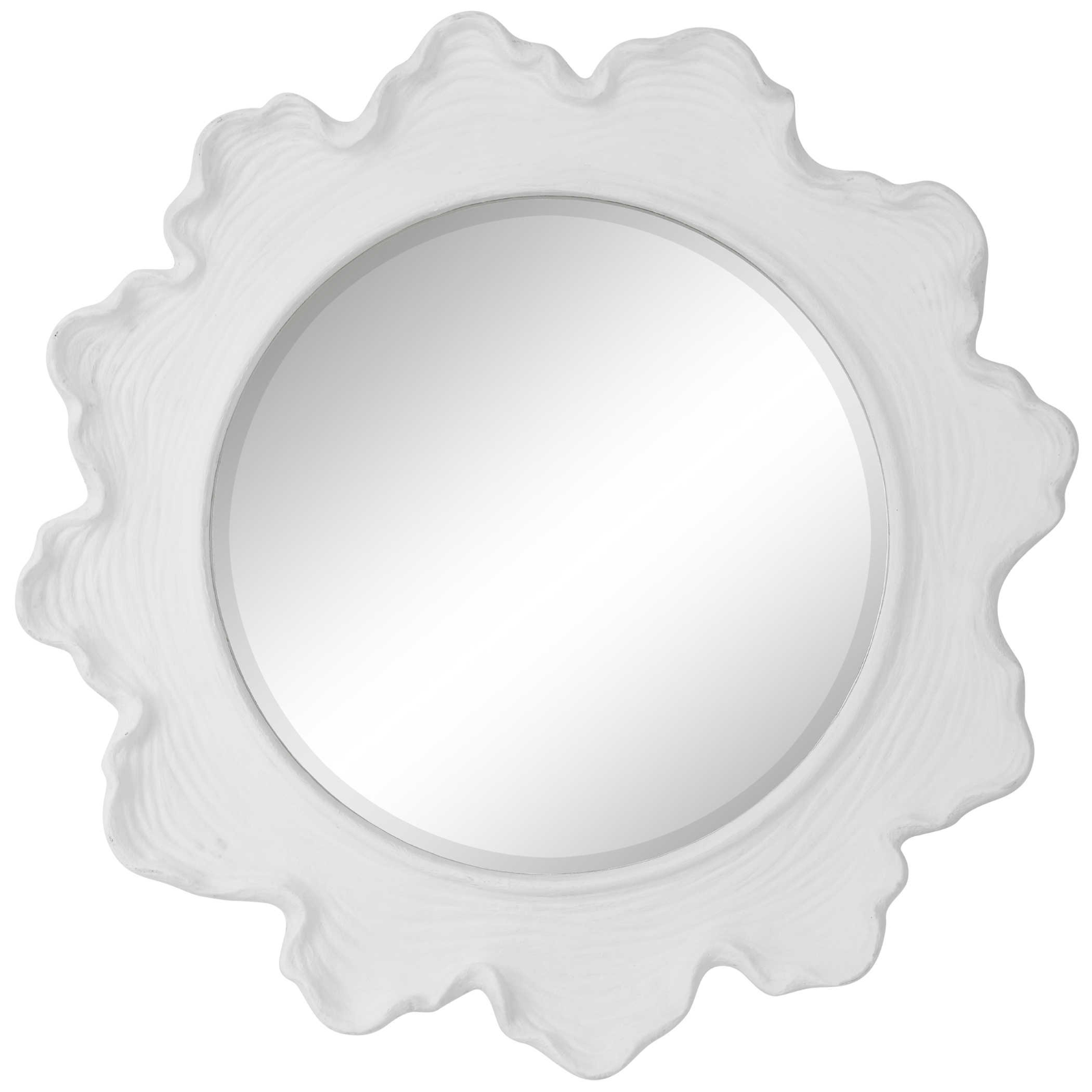 White Waves Round Mirror
